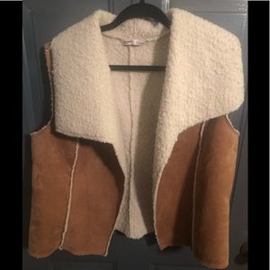 Sherpa and suede vest